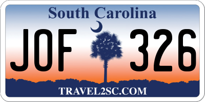 SC license plate JOF326