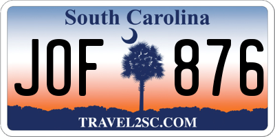 SC license plate JOF876