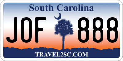 SC license plate JOF888