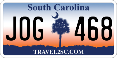 SC license plate JOG468