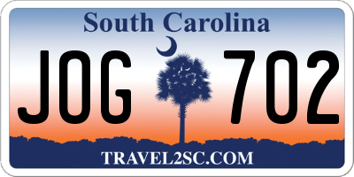 SC license plate JOG702