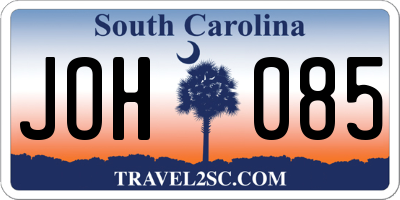 SC license plate JOH085