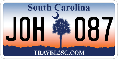 SC license plate JOH087