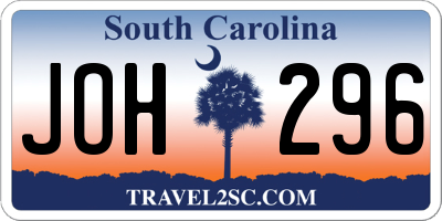 SC license plate JOH296