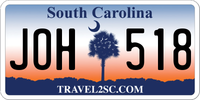 SC license plate JOH518