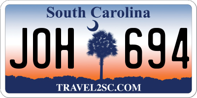 SC license plate JOH694