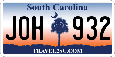 SC license plate JOH932