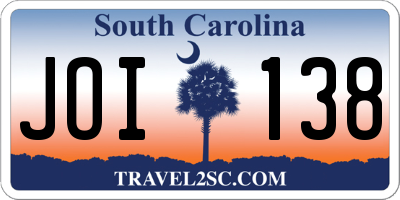SC license plate JOI138