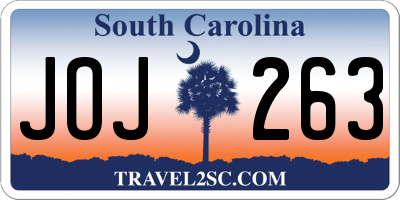 SC license plate JOJ263