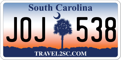 SC license plate JOJ538