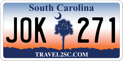 SC license plate JOK271