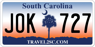SC license plate JOK727