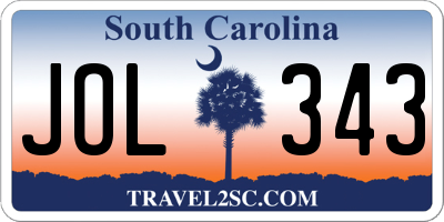 SC license plate JOL343