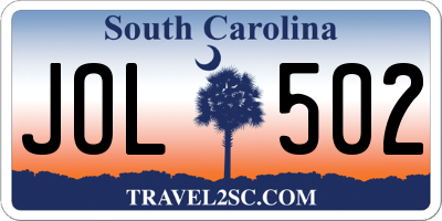 SC license plate JOL502