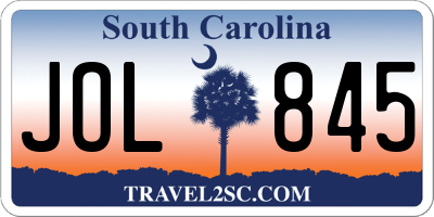 SC license plate JOL845