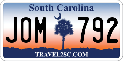 SC license plate JOM792