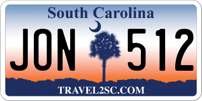 SC license plate JON512