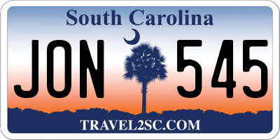 SC license plate JON545