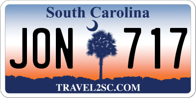 SC license plate JON717