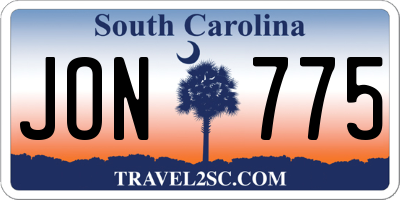 SC license plate JON775