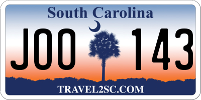 SC license plate JOO143