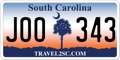 SC license plate JOO343