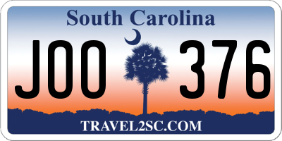 SC license plate JOO376