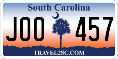 SC license plate JOO457