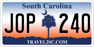SC license plate JOP240