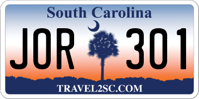 SC license plate JOR301