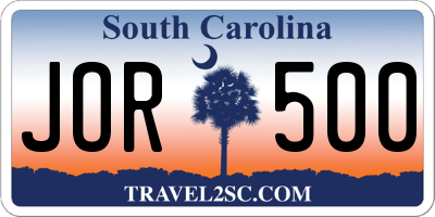 SC license plate JOR500
