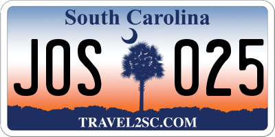 SC license plate JOS025