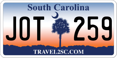 SC license plate JOT259