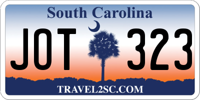 SC license plate JOT323