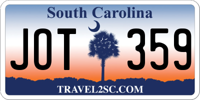 SC license plate JOT359