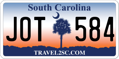 SC license plate JOT584