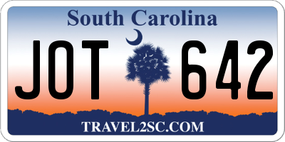 SC license plate JOT642