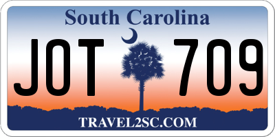 SC license plate JOT709