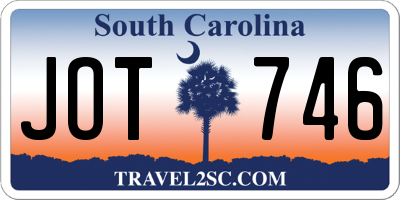 SC license plate JOT746