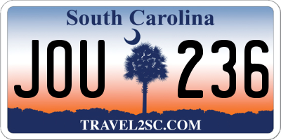 SC license plate JOU236