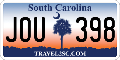 SC license plate JOU398