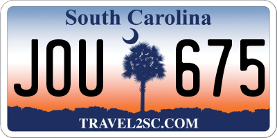 SC license plate JOU675