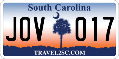 SC license plate JOV017