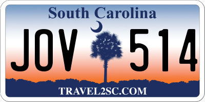 SC license plate JOV514