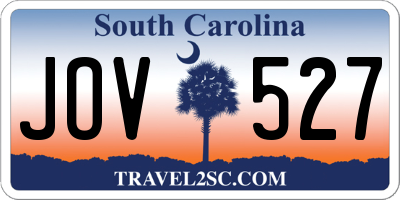 SC license plate JOV527