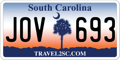 SC license plate JOV693