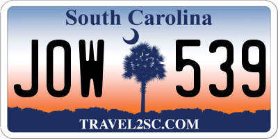 SC license plate JOW539