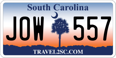 SC license plate JOW557