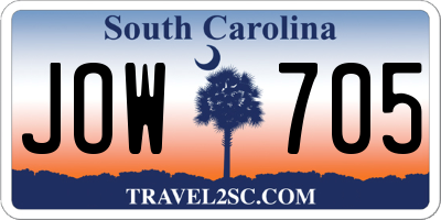 SC license plate JOW705