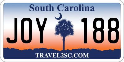 SC license plate JOY188